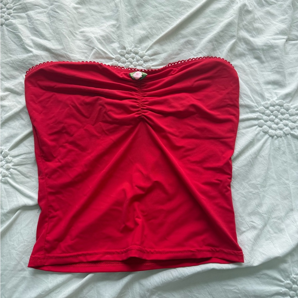 Red Strapless Women's Top